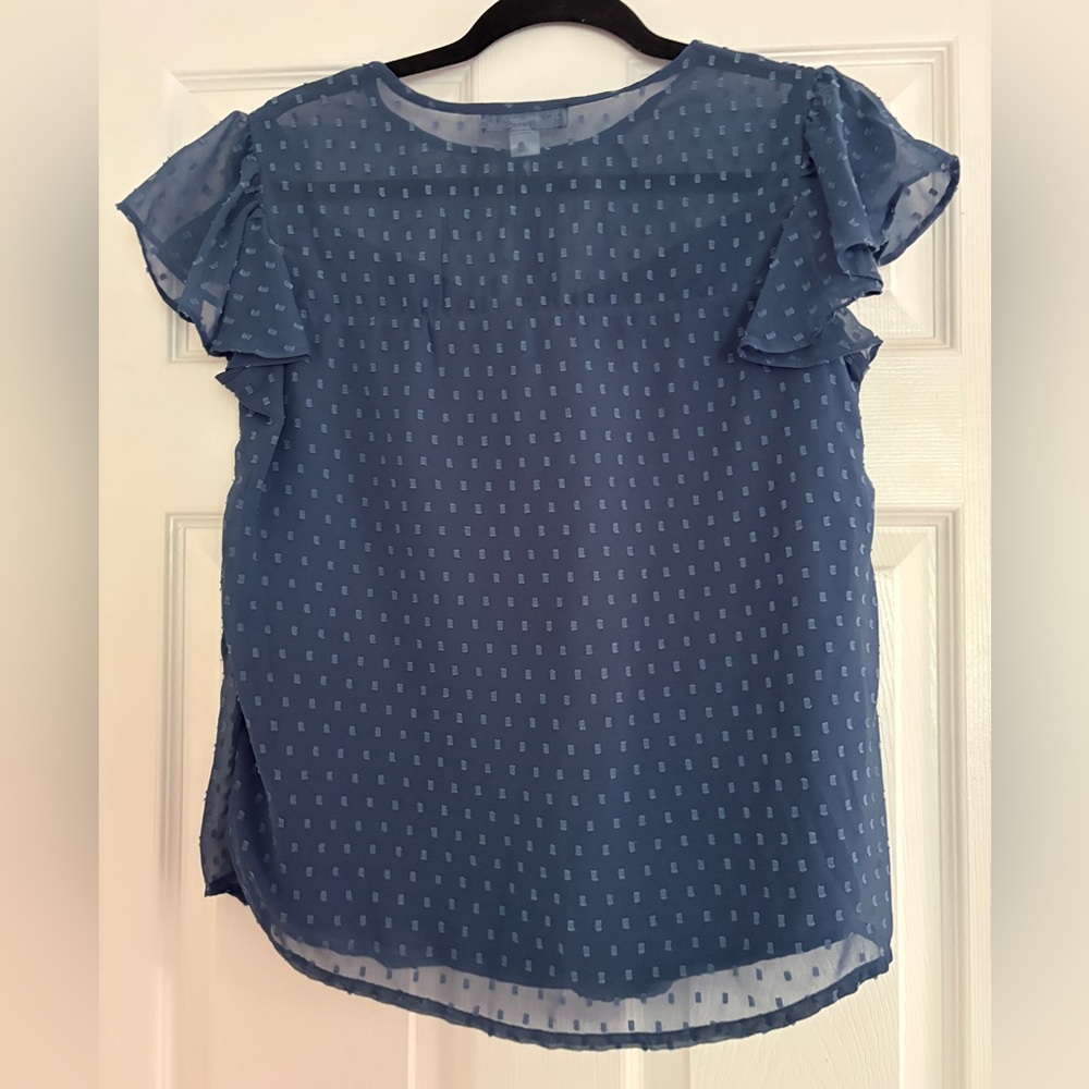 Simply Styled Blue Ruffle Sleeve Blouse - Picture 2 of 3